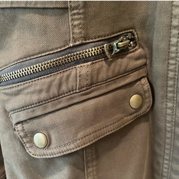 Lucky Brand Hunter Green Denim-like Blazer Small Military Jacket GUC - Picture 6 of 13